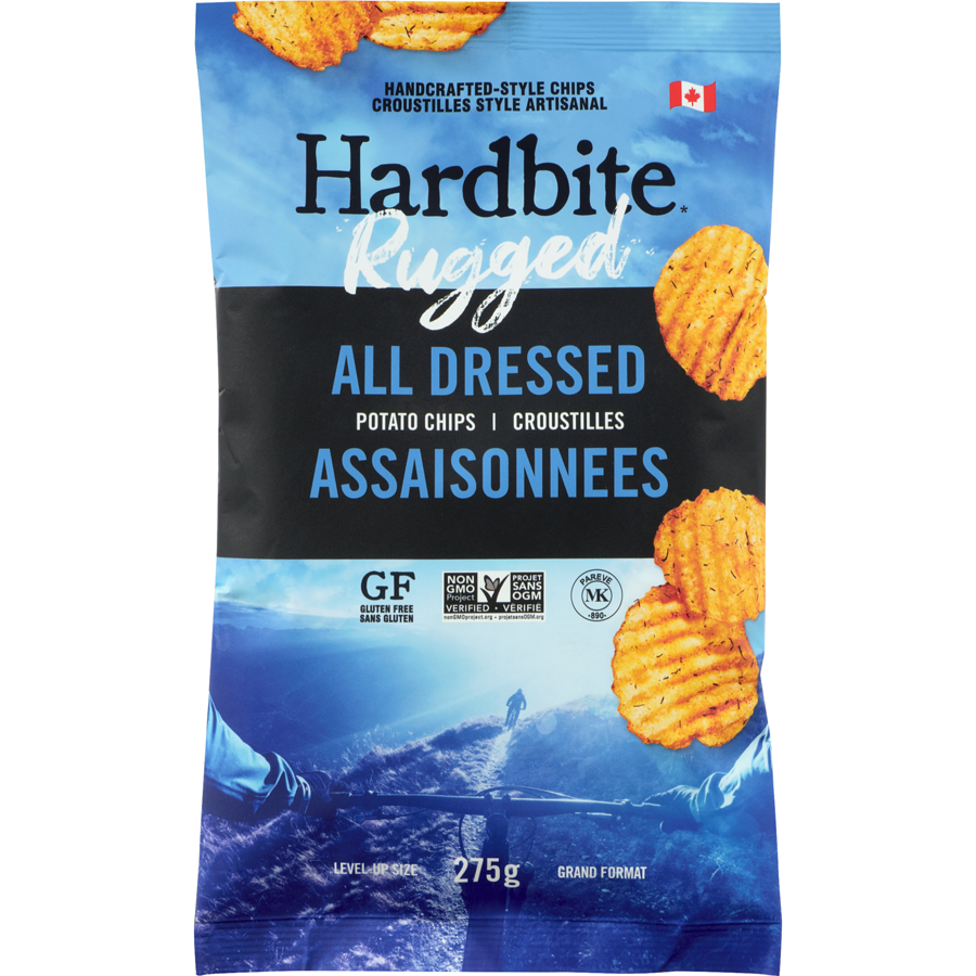 Hardbite - Rugged Handcrafted-Style Chips All Dressed Potato Chips Level-Up Size - 275 g - Canadian Distribution