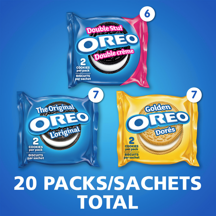 Christie - OREO, Variety Pack, School Snacks, Individually Wrapped, 20 Packs - 482 g - Canadian Distribution