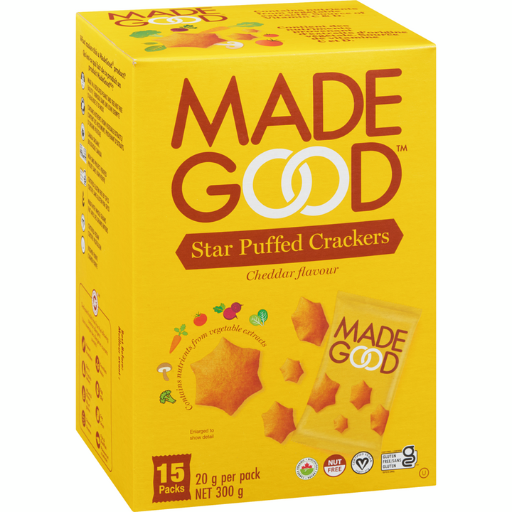 Made Good - Star Puffed Crackers Cheddar Flavour - 300 g - Canadian Distribution