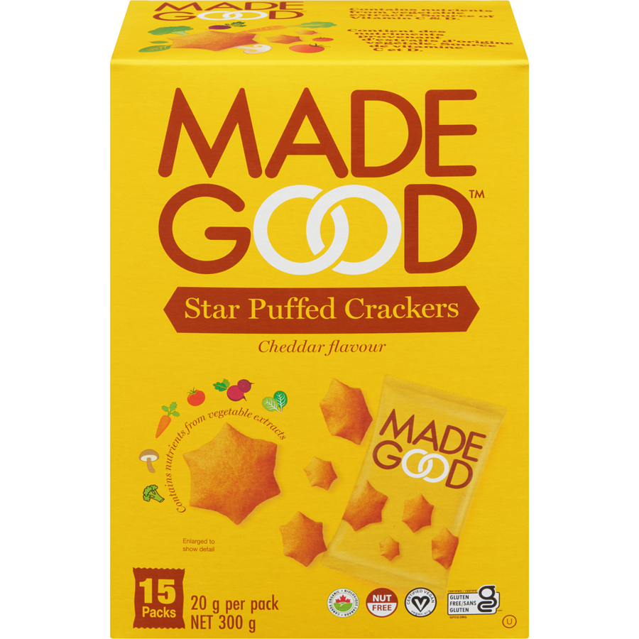 Made Good - Star Puffed Crackers Cheddar Flavour - 300 g - Canadian Distribution