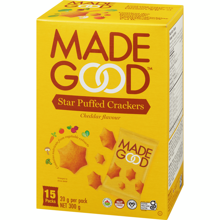 Made Good - Star Puffed Crackers Cheddar Flavour - 300 g - Canadian Distribution