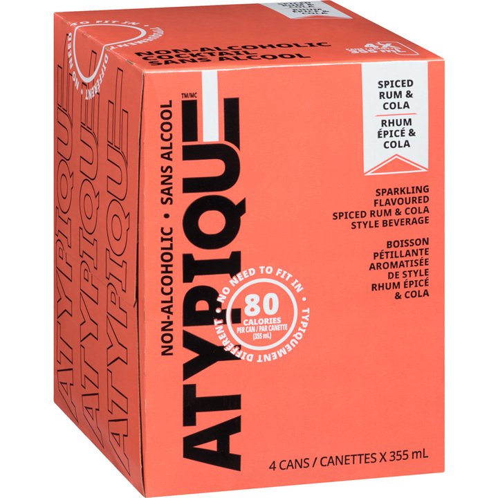 Atypique - Non-Alcoholic Cocktail Spiced Rum & Cola - Case - 4 x 355 ml - Canadian Distribution