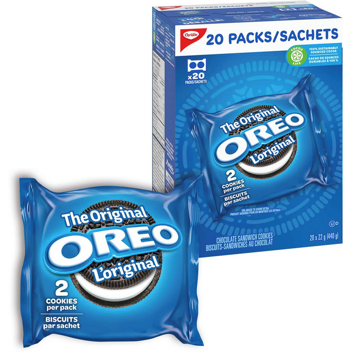 Christie - OREO, Chocolate Sandwich Cookies, Individually wrapped, 20 packs - 440 g - Canadian Distribution