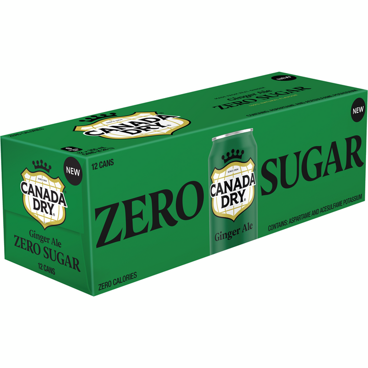 Canada Dry - ZERO Sugar Ginger Ale, 12-Pack - Case - 12 x 355 ml - Canadian Distribution