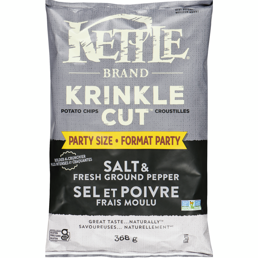 Kettle - Krinkle Cut Potato Chips Salt & Fresh Ground Pepper Party Size - 368 g - Canadian Distribution