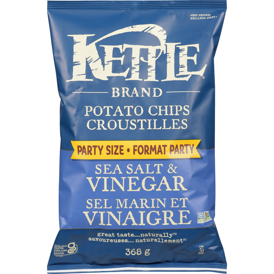 Kettle - Potato Chips Sea Salt & Vinegar Party Size - 368 g - Canadian Distribution