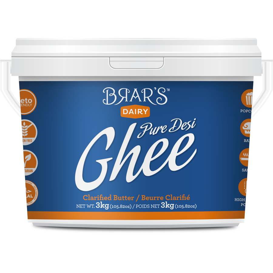 Brar's - Pure Desi Ghee Clarified Butter - 3 kg - Canadian Distribution