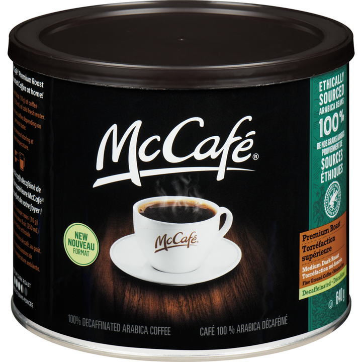 Mccafe - Premium Medium Dark Roast, Ground Coffee, Decaf - 640 g - Canadian Distribution