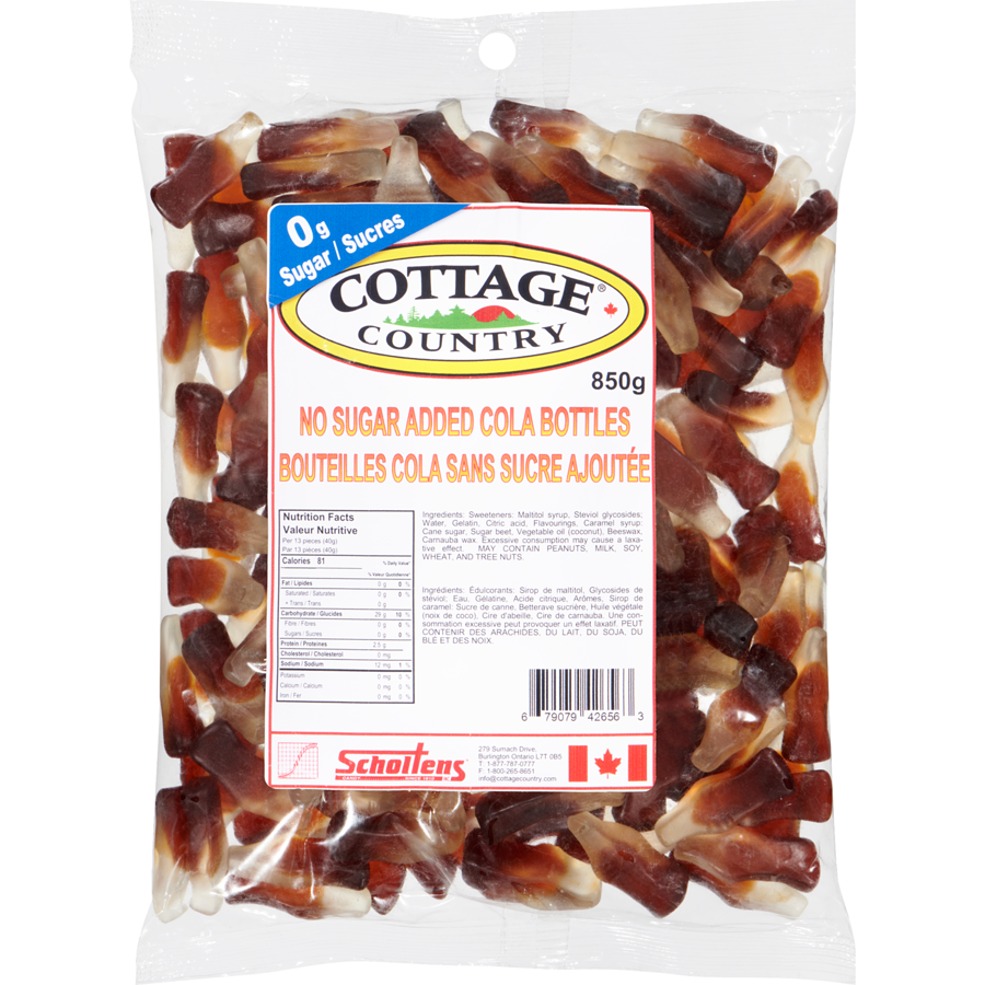 Cottage Country - No Sugar Added Cola Bottles - 1000 g - Canadian Distribution