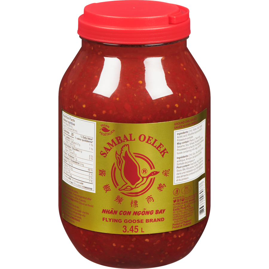 Flying Goose - Ground Chili Sauce Sambal Oelek - 3.45 L - Canadian Distribution