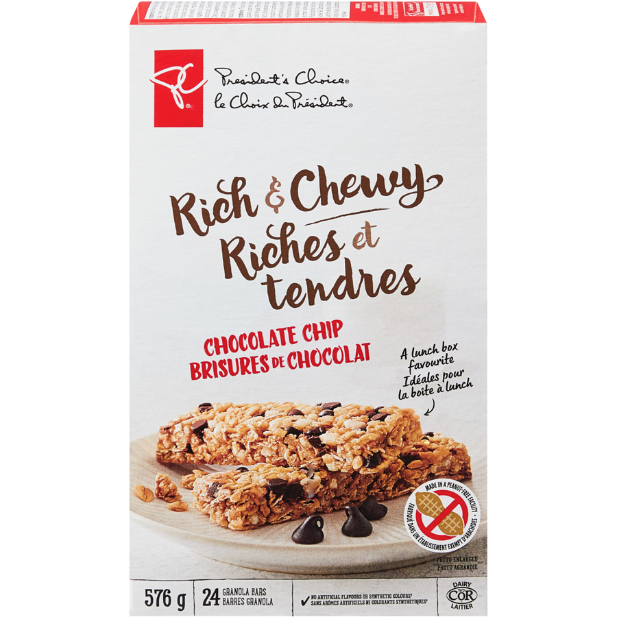 President's Choice - Rich and Chewy Chocolate Chip Granola Bars - 576 g - Canadian Distribution