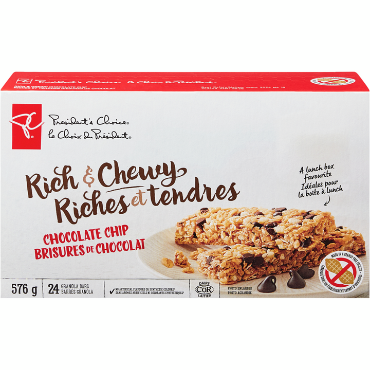 President's Choice - Rich and Chewy Chocolate Chip Granola Bars - 576 g - Canadian Distribution