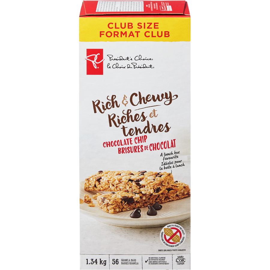 President's Choice - Rich and Chewy Chocolate Chip Granola Bars Club Size - 1344 g - Canadian Distribution