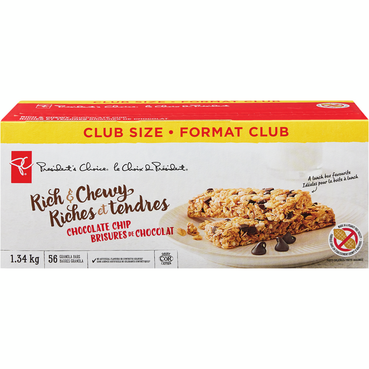 President's Choice - Rich and Chewy Chocolate Chip Granola Bars Club Size - 1344 g - Canadian Distribution