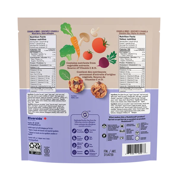Granola Minis - 96 x 24 g - Fabriqué au Canada - Distribution canadienne - Livraison gratuite au Canada pour les commandes de plus de 199 $ CA