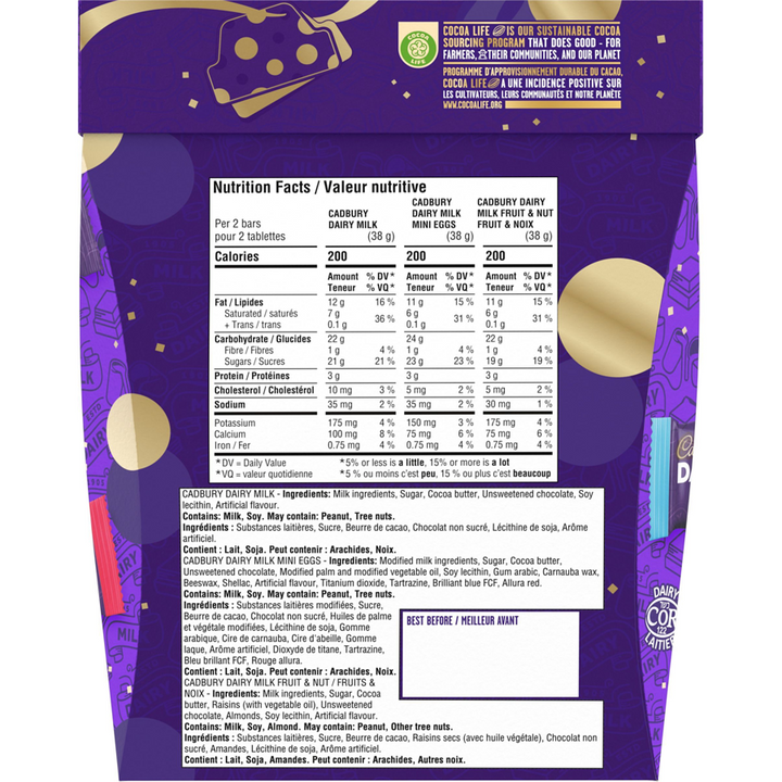 Cadbury - Dairy Milk, Assorted Gift Box, Chocolate, Mini Bars, (16 x 19 g Bars) - 304 g - Canadian Distribution