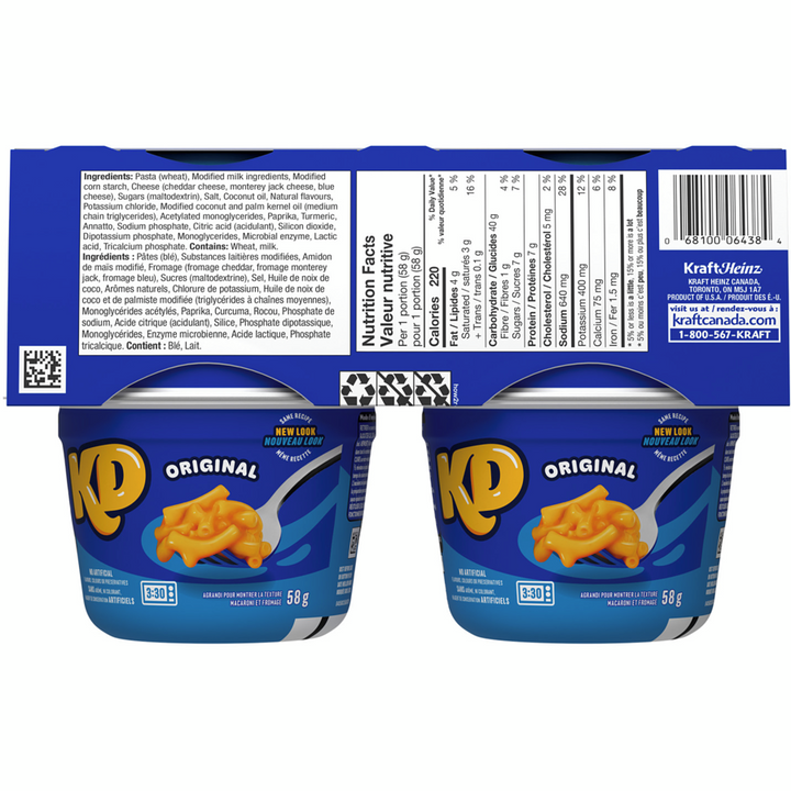 Kraft - Original Macaroni & Cheese Snack Cups - 232 g - Canadian Distribution