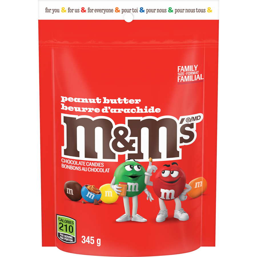 M&M's - Chocolate Candies Peanut Butter Family Size - 345 g - Canadian Distribution