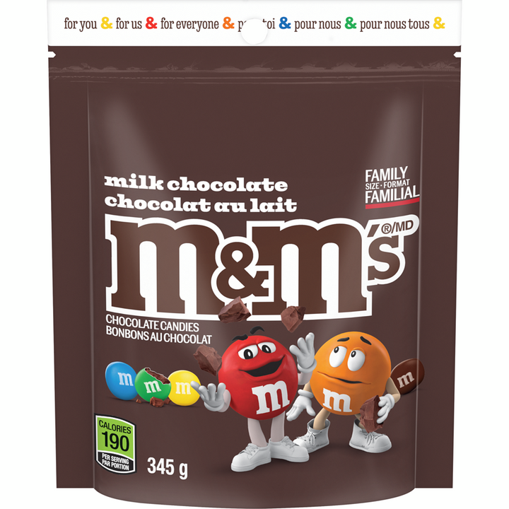 M&M's - Chocolate Candies Milk Chocolate Family Size - 345 g - Canadian Distribution