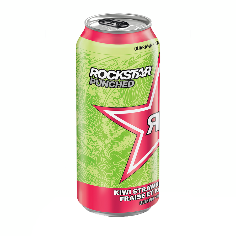 Rockstar - Punched Kiwi Strawberry Splash - Case - 12 x 473 ml - Canadian Distribution