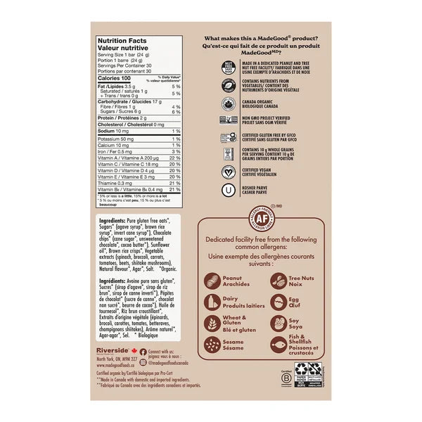 Barres granola - 120 x 24 g - Fabriquées au Canada - Distribution canadienne - Livraison gratuite au Canada pour les commandes de plus de 199 $ CA