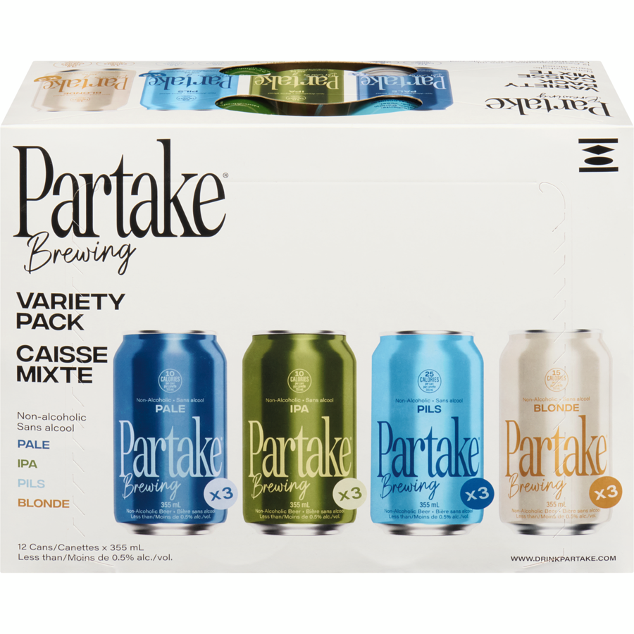 Partake - Non-Alcoholic Beer Variety Pack - Case - 12 x 355 ml - Canadian Distribution