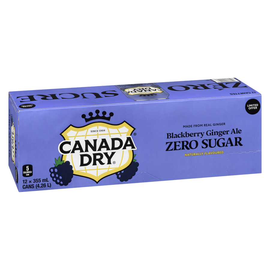 Canada Dry - Blackberry Ginger Ale Zero Sugar - Case - 12 x 355 ml - Canadian Distribution