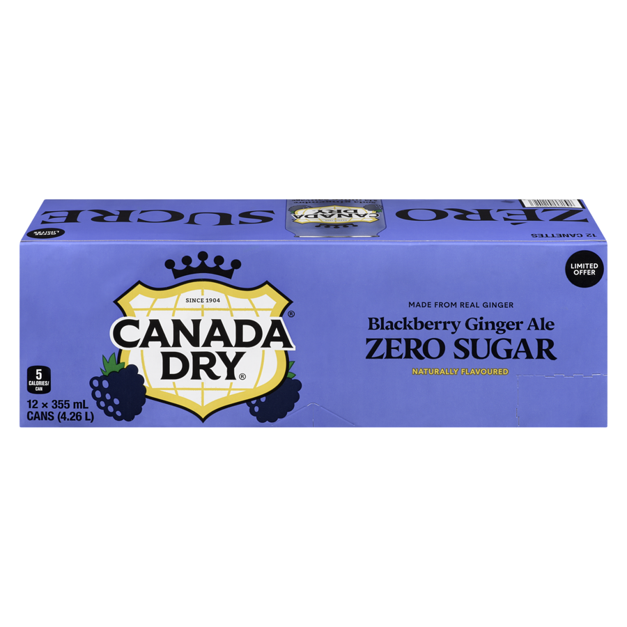 Canada Dry - Blackberry Ginger Ale Zero Sugar - Case - 12 x 355 ml - Canadian Distribution