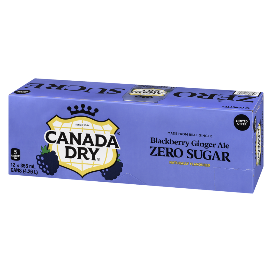 Canada Dry - Blackberry Ginger Ale Zero Sugar - Case - 12 x 355 ml - Canadian Distribution