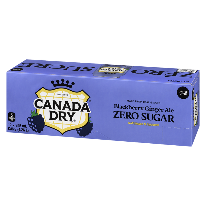 Canada Dry - Blackberry Ginger Ale Zero Sugar - Case - 12 x 355 ml - Canadian Distribution