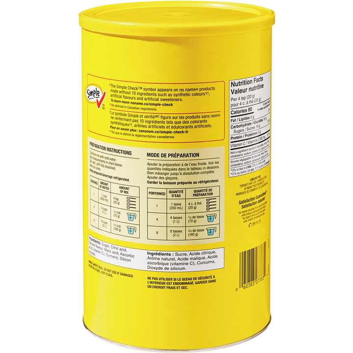 No Name - Lemonade Drink Mix - 2.3 kg - Canadian Distribution