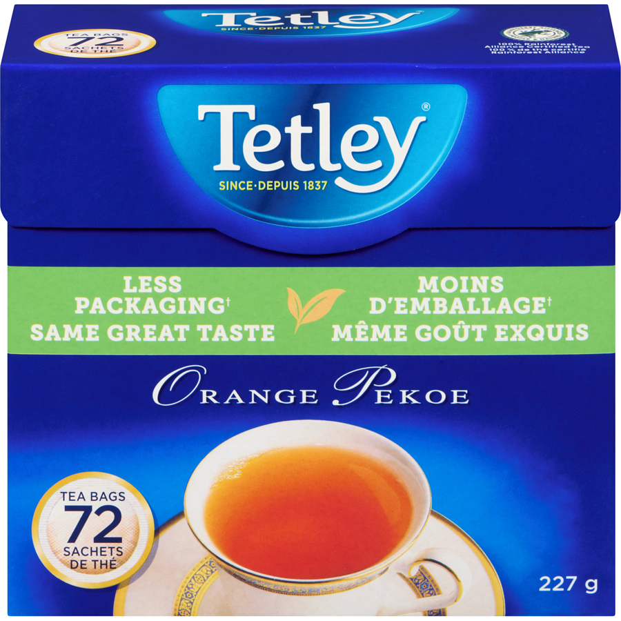 Tetley - Tea Bags Orange Pekoe - 72 g - Canadian Distribution