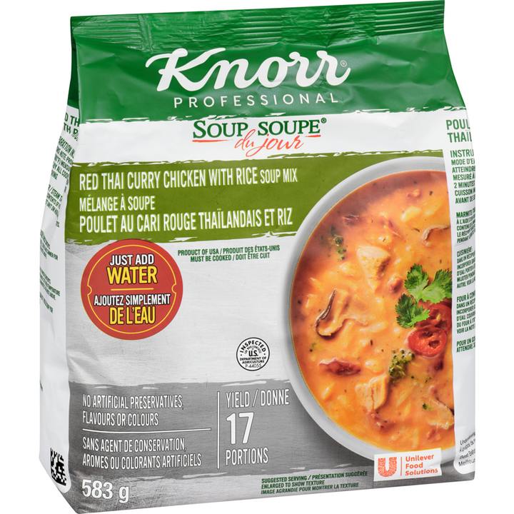 Knorr - Professional Soup Du Jour Red Thai Curry Chicken With Rice Soup Mix - 583 g - Canadian Distribution