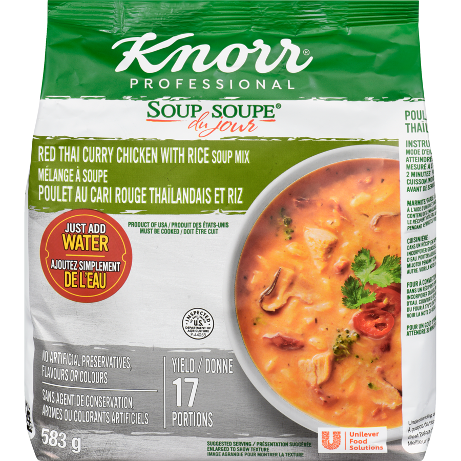 Knorr - Professional Soup Du Jour Red Thai Curry Chicken With Rice Soup Mix - 583 g - Canadian Distribution