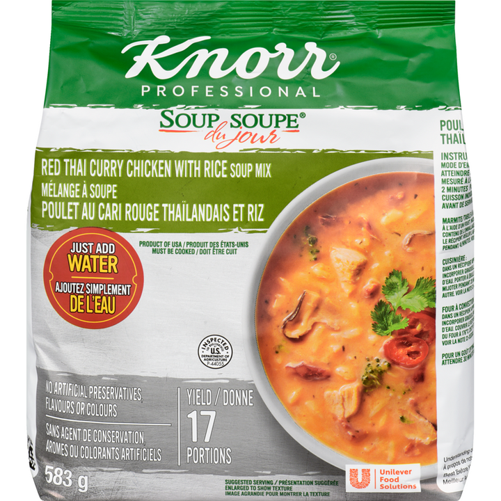 Knorr - Professional Soup Du Jour Red Thai Curry Chicken With Rice Soup Mix - 583 g - Canadian Distribution