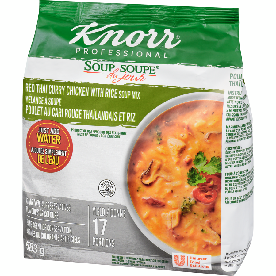 Knorr - Professional Soup Du Jour Red Thai Curry Chicken With Rice Soup Mix - 583 g - Canadian Distribution