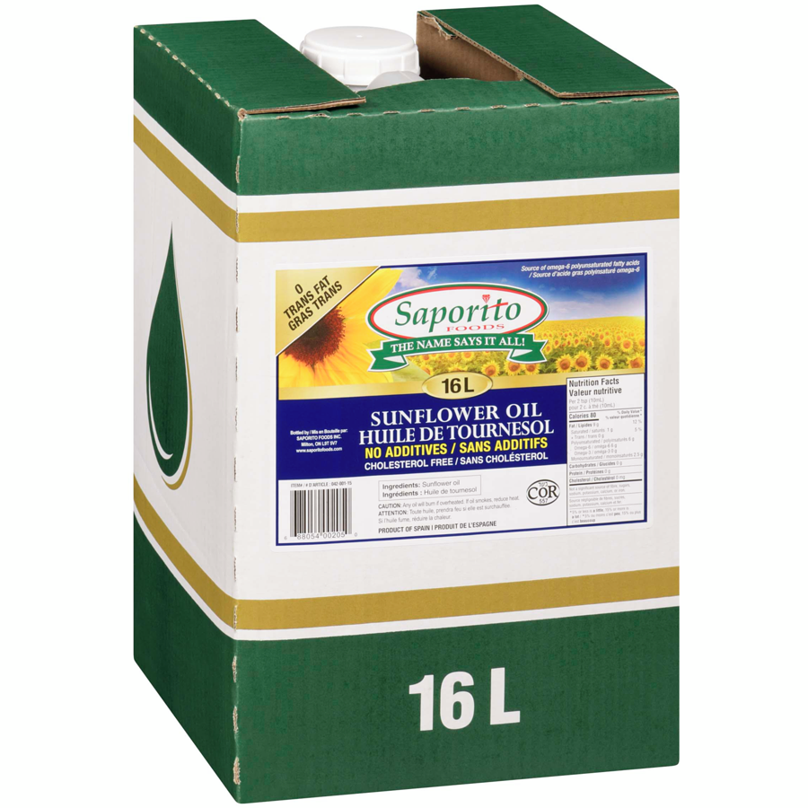 Saporito - Sunflower Oil - 16 L - Canadian Distribution