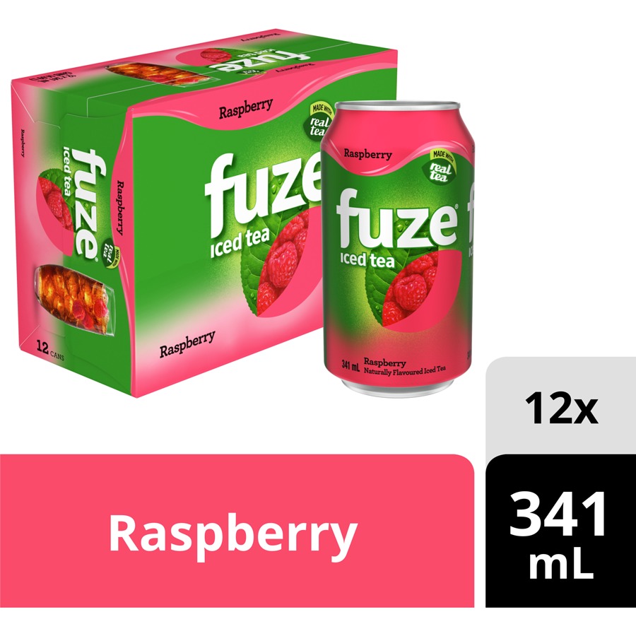 Fuze - Iced Tea Raspberry, cans (Pack of 12) - Case - 12 x 341 ml - Canadian Distribution