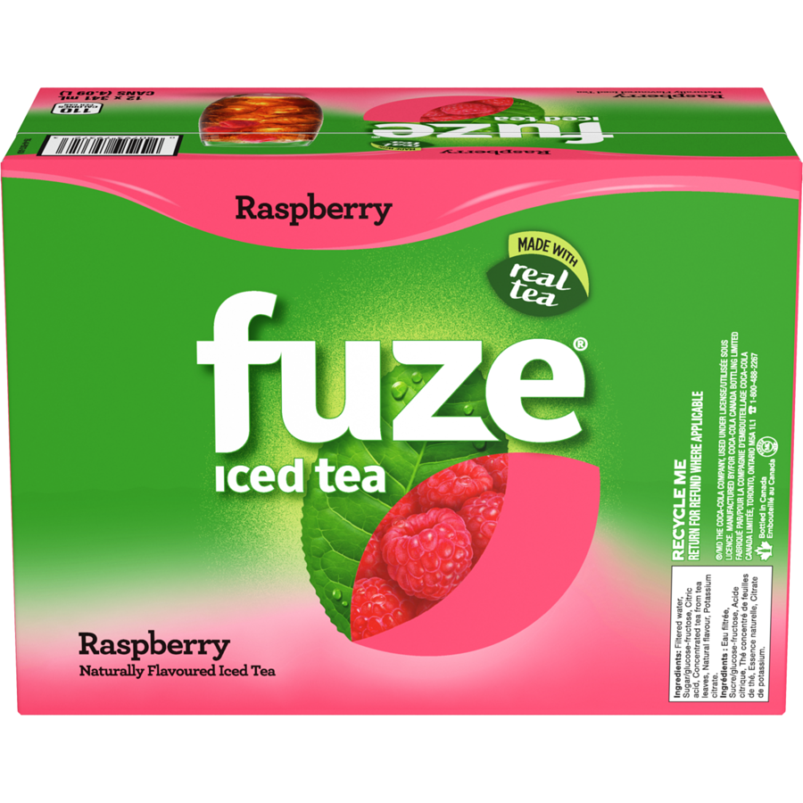 Fuze - Iced Tea Raspberry, cans (Pack of 12) - Case - 12 x 341 ml - Canadian Distribution