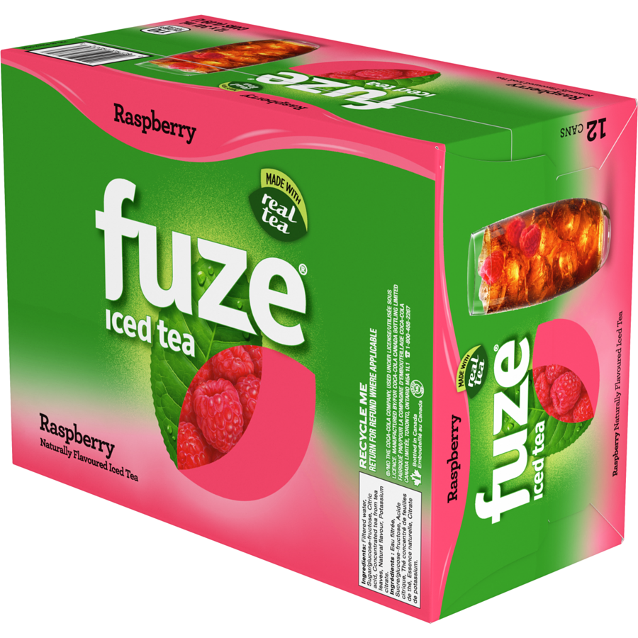 Fuze - Iced Tea Raspberry, cans (Pack of 12) - Case - 12 x 341 ml - Canadian Distribution