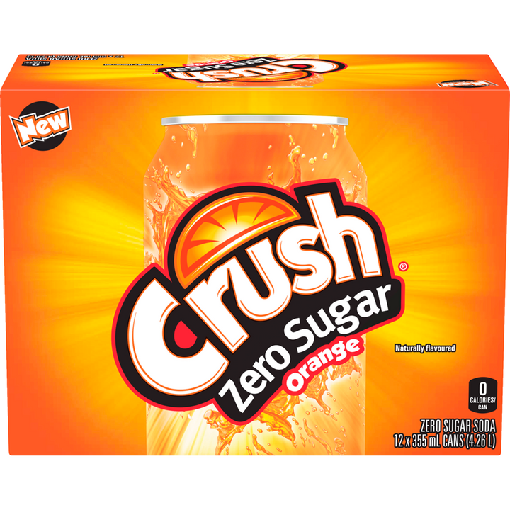 Crush - Zero Orange - Case - 12 x 355 ml - Canadian Distribution