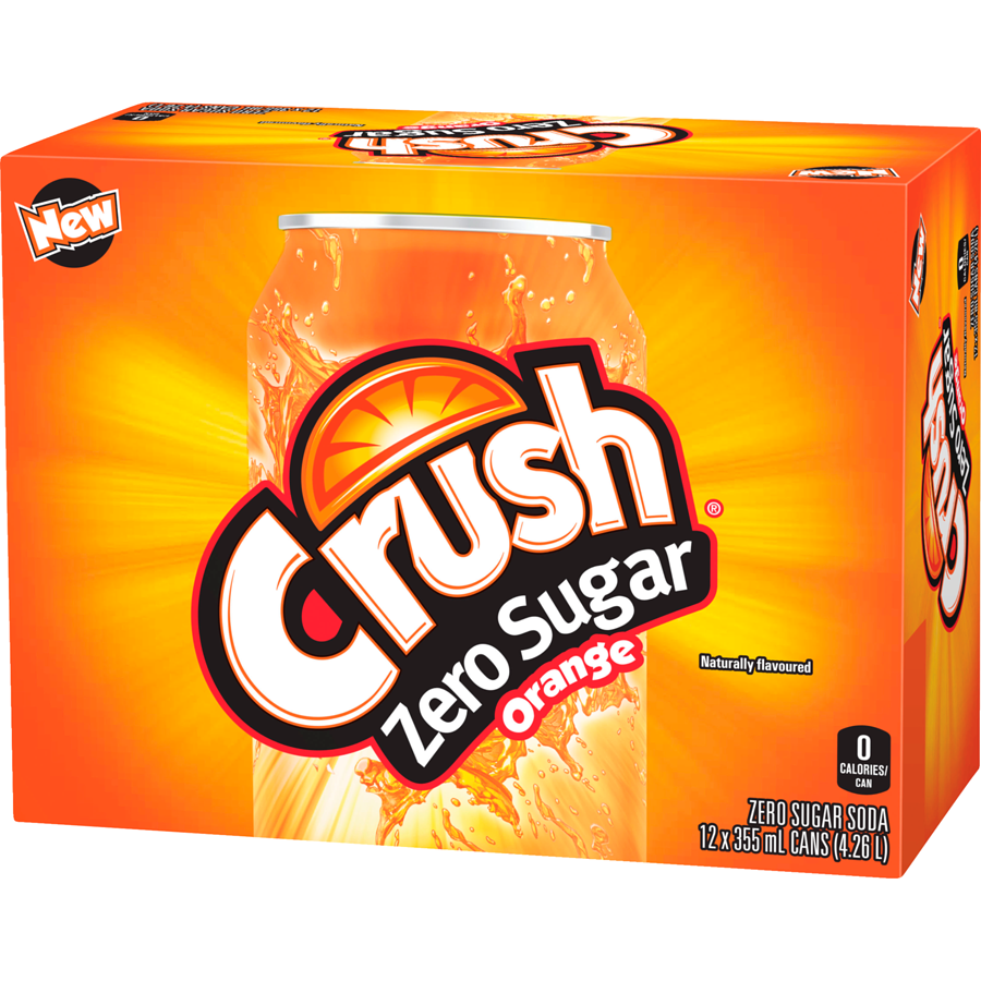 Crush - Zero Orange - Case - 12 x 355 ml - Canadian Distribution