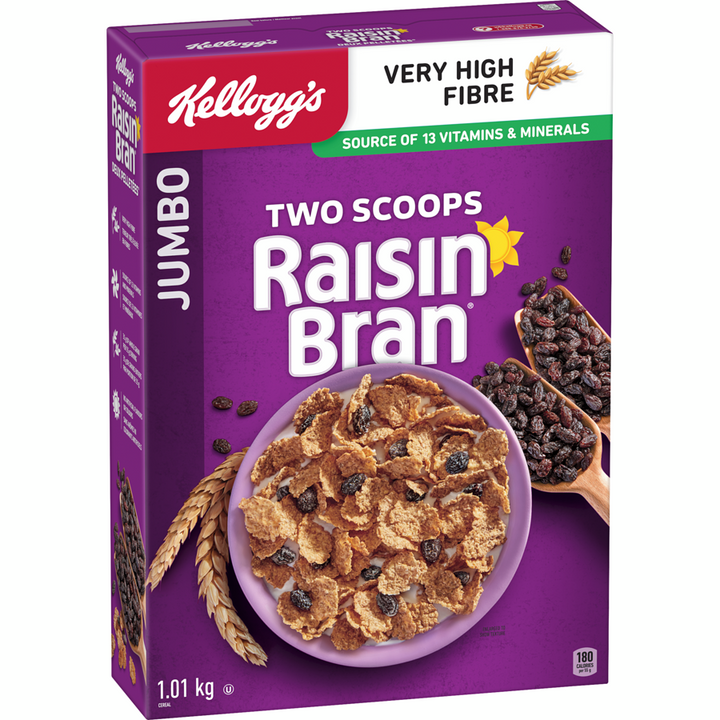 Kelloggs - Raisin Bran Cereal Jumbo - 1010 g - Canadian Distribution