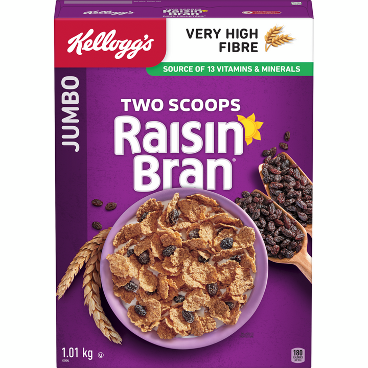 Kelloggs - Raisin Bran Cereal Jumbo - 1010 g - Canadian Distribution