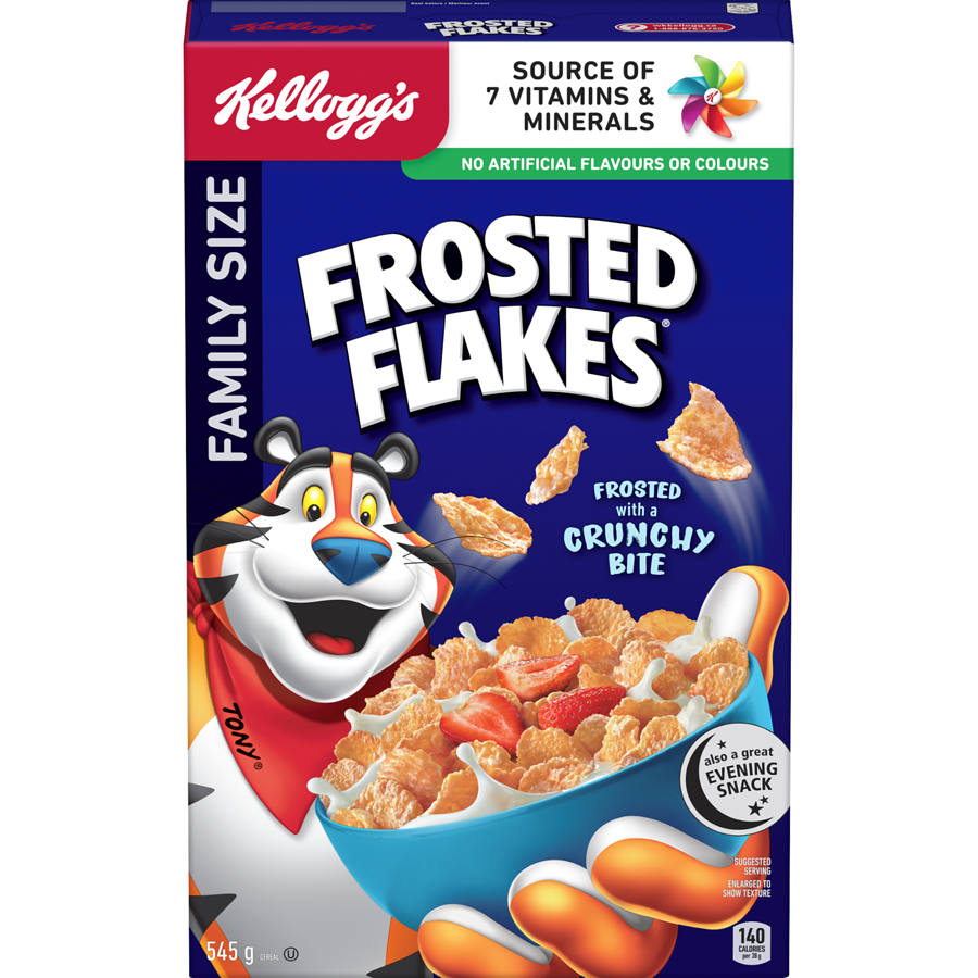 Kelloggs - Frosted Flakes Cereal Family Size - 545 g - Canadian Distribution