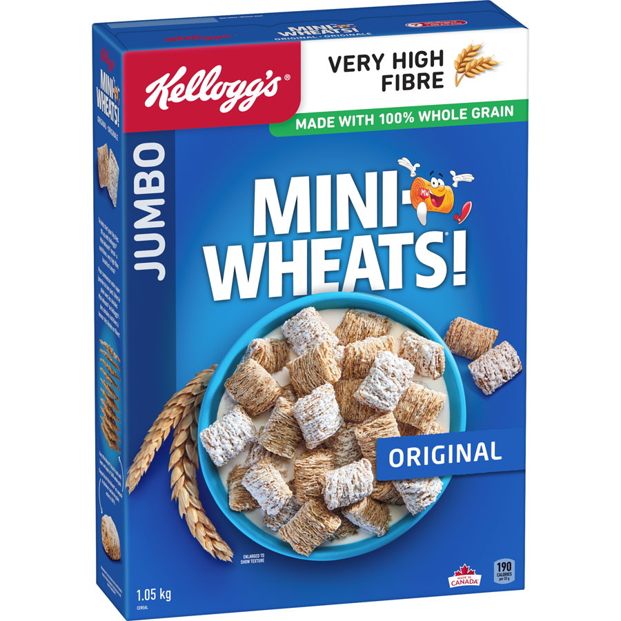 Kelloggs - Mini Wheats Cereal Original Jumbo - 1050 g - Canadian Distribution