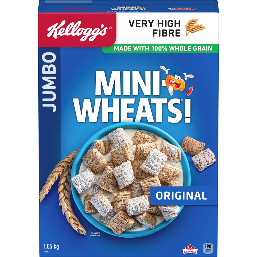 Kelloggs - Mini Wheats Cereal Original Jumbo - 1050 g - Canadian Distribution