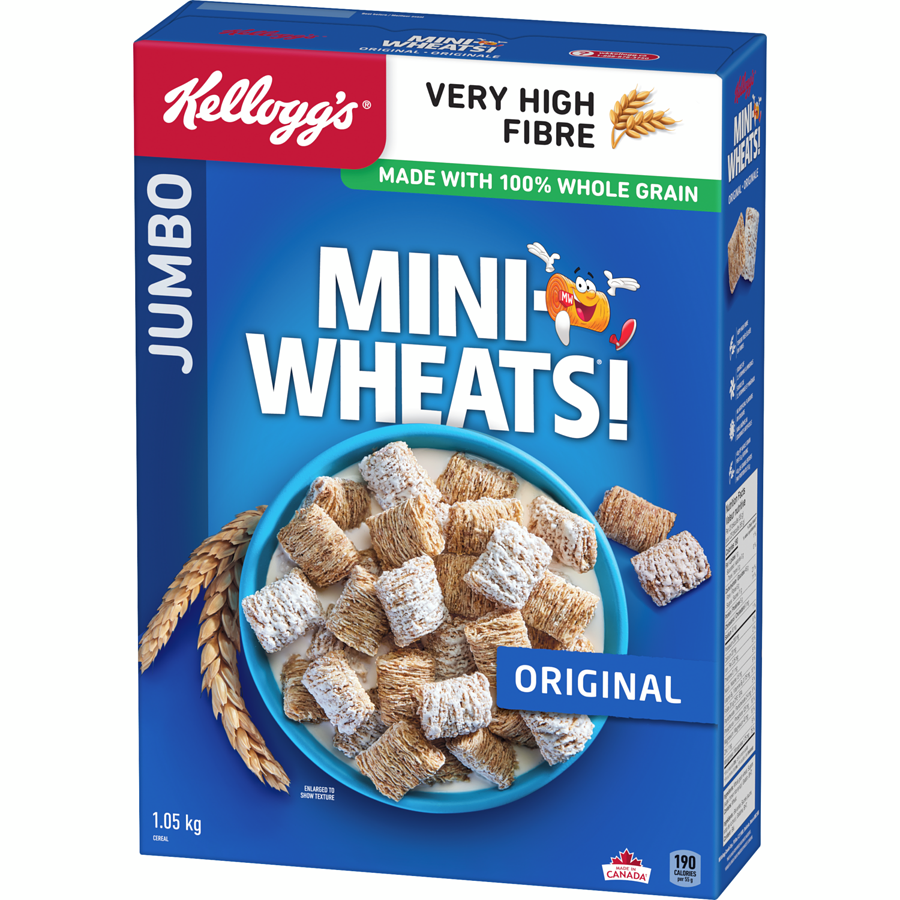 Kelloggs - Mini Wheats Cereal Original Jumbo - 1050 g - Canadian Distribution