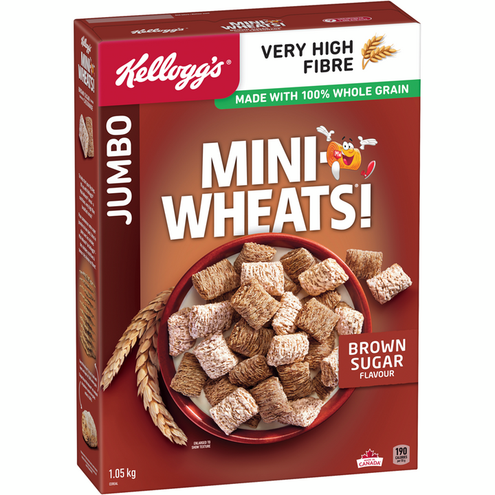 Kelloggs - Mini Wheats Cereal Brown Sugar Flavour Jumbo - 1050 g - Canadian Distribution