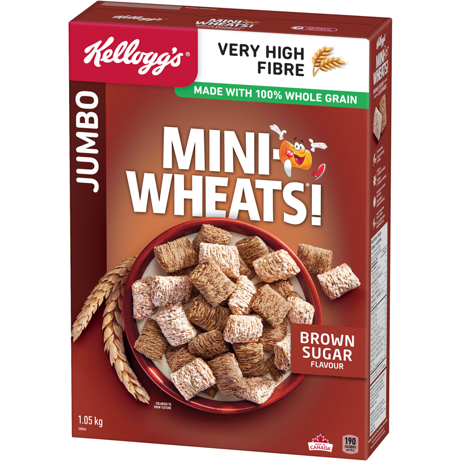 Kelloggs - Mini Wheats Cereal Brown Sugar Flavour Jumbo - 1050 g - Canadian Distribution